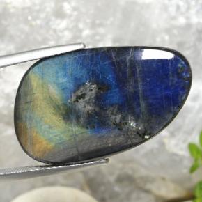 14.98 ct Multicolor Spectrolite Stone, Natural Spectrolite in Fancy Cabochon Shape for Sale