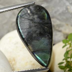 6.57 ct Multicolor Spectrolite Stone, Natural Spectrolite in Pear Cabochon Shape for Sale