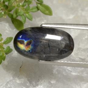 3.52 ct Multicolor Spectrolite Stone, Natural Spectrolite in Oval Cabochon Shape for Sale