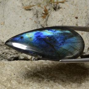 36.83 ct Multicolor Spectrolite Stone, Natural Spectrolite in Pear Cabochon Shape for Sale