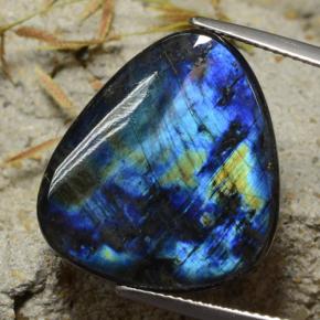 15.43 ct Multicolor Spectrolite Gemstone, Spectrolite Gem in Trillion Cabochon Shape for Sale.