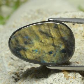 7.78 ct Multicolor Spectrolite Stone, Natural Spectrolite in Fancy Cabochon Shape for Sale