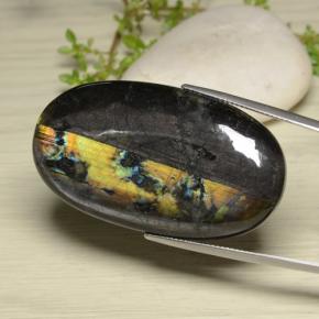 61.44 ct Multicolor Spectrolite Gemstone, Spectrolite Gem in Oval Cabochon Shape for Sale.
