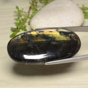 61.44 ct Multicolor Spectrolite Stone, Natural Spectrolite in Oval Cabochon Shape for Sale