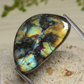 15.02 ct Multicolor Spectrolite Gemstone, Spectrolite Gem in Fancy Cabochon Shape for Sale.