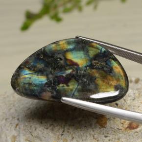 15.02 ct Multicolor Spectrolite Stone, Natural Spectrolite in Fancy Cabochon Shape for Sale