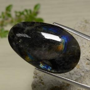 23.02 ct Multicolor Spectrolite Stone, Natural Spectrolite in Fancy Cabochon Shape for Sale