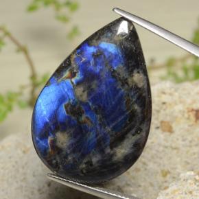 20.29 ct Multicolor Spectrolite Gemstone, Spectrolite Gem in Pear Cabochon Shape for Sale.