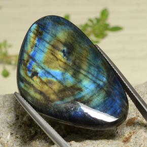 29.30 ct Multicolor Spectrolite Stone, Natural Spectrolite in Trillion Cabochon Shape for Sale