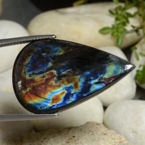 17.74 ct Multicolor Spectrolite Stone, Natural Spectrolite in Pear Cabochon Shape for Sale