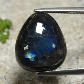 11.36 ct Multicolor Spectrolite Gemstone, Spectrolite Gem in Pear Cabochon Shape for Sale.