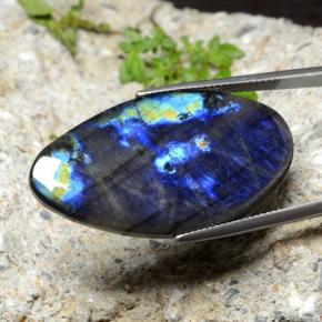 22.43 ct Multicolor Spectrolite Stone, Natural Spectrolite in Fancy Cabochon Shape for Sale