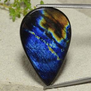 25.36 ct Multicolor Spectrolite Gemstone, Spectrolite Gem in Pear Cabochon Shape for Sale.
