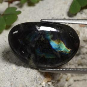 6.55 ct Multicolor Spectrolite Stone, Natural Spectrolite in Fancy Cabochon Shape for Sale