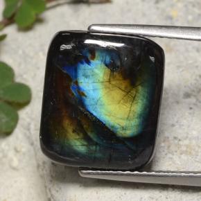 6.88 ct Multicolor Spectrolite Gemstone, Spectrolite Gem in Cushion Cabochon Shape for Sale.