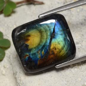 6.88 ct Multicolor Spectrolite Stone, Natural Spectrolite in Cushion Cabochon Shape for Sale