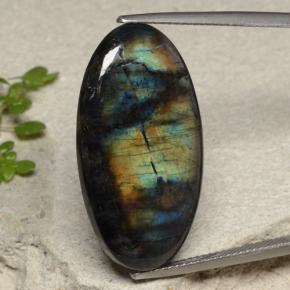16.74 ct Multicolor Spectrolite Gemstone, Spectrolite Gem in Oval Cabochon Shape for Sale.