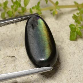 4.09 ct Multicolor Spectrolite Gemstone, Spectrolite Gem in Pear Cabochon Shape for Sale.