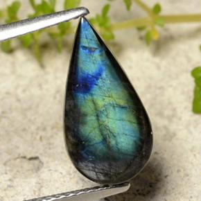 2.13 ct Multicolor Spectrolite Gemstone, Spectrolite Gem in Pear Cabochon Shape for Sale.