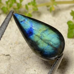 2.13 ct Multicolor Spectrolite Stone, Natural Spectrolite in Pear Cabochon Shape for Sale
