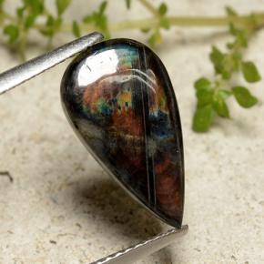 2.41 ct Multicolor Spectrolite Gemstone, Spectrolite Gem in Pear Cabochon Shape for Sale.