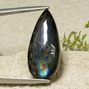 7.85 ct Multicolor Spectrolite Gemstone, Spectrolite Gem in Pear Cabochon Shape for Sale.