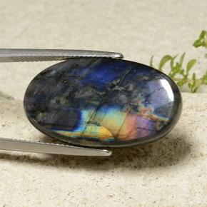 14.82 ct Multicolor Spectrolite Stone, Natural Spectrolite in Oval Cabochon Shape for Sale