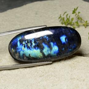 26.18 ct Multicolor Spectrolite Stone, Natural Spectrolite in Oval Cabochon Shape for Sale