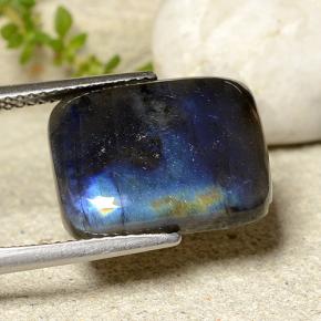 6.99 ct Multicolor Spectrolite Stone, Natural Spectrolite in Cushion Cabochon Shape for Sale