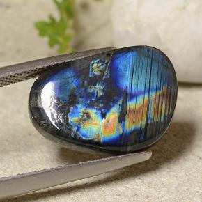 6.97 ct Multicolor Spectrolite Stone, Natural Spectrolite in Fancy Cabochon Shape for Sale