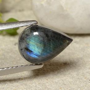 1.52 ct Multicolor Spectrolite Stone, Natural Spectrolite in Pear Cabochon Shape for Sale