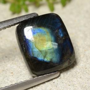 2.25 ct Multicolor Spectrolite Gemstone, Spectrolite Gem in Cushion Cabochon Shape for Sale.