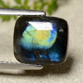 2.25 ct Multicolor Spectrolite Stone, Natural Spectrolite in Cushion Cabochon Shape for Sale