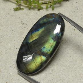 9.84 ct Multicolor Spectrolite Gemstone, Spectrolite Gem in Oval Cabochon Shape for Sale.