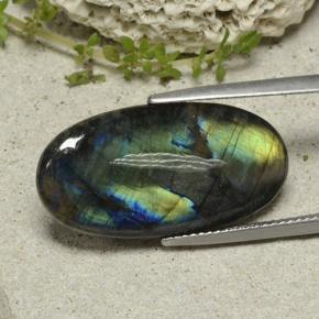 9.84 ct Multicolor Spectrolite Stone, Natural Spectrolite in Oval Cabochon Shape for Sale