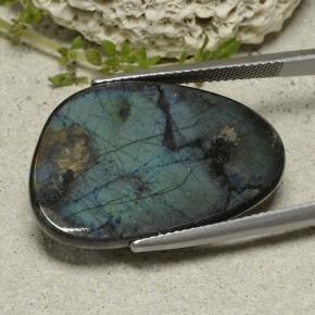 12.88 ct Multicolor Spectrolite Stone, Natural Spectrolite in Shark Fin Cabochon Shape for Sale