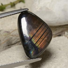 5.66 ct Multicolor Spectrolite Gemstone, Spectrolite Gem in Shark Fin Cabochon Shape for Sale.