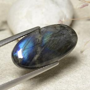 7.34 ct Multicolor Spectrolite Stone, Natural Spectrolite in Oval Cabochon Shape for Sale