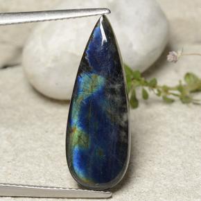 4.92 ct Multicolor Spectrolite Gemstone, Spectrolite Gem in Pear Cabochon Shape for Sale.