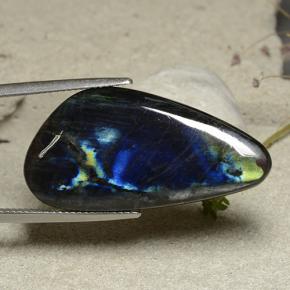19.66 ct Multicolor Spectrolite Stone, Natural Spectrolite in Shark Fin Cabochon Shape for Sale