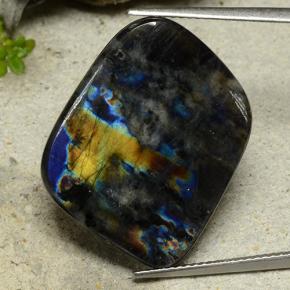 14.46 ct Multicolor Spectrolite Stone, Natural Spectrolite in Fancy Cabochon Shape for Sale