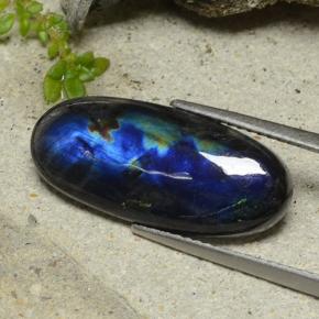 6.05 ct Multicolor Spectrolite Stone, Natural Spectrolite in Oval Cabochon Shape for Sale