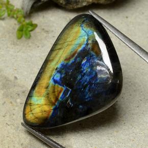 16.53 ct Multicolor Spectrolite Stone, Natural Spectrolite in Shark Fin Cabochon Shape for Sale