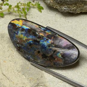 15.39 ct Multicolor Spectrolite Stone, Natural Spectrolite in Fancy Cabochon Shape for Sale