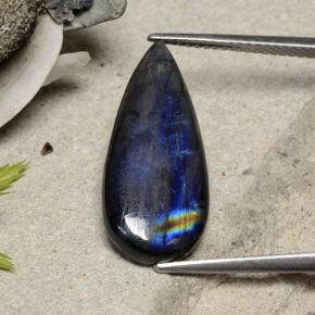 5.40 ct Multicolor Spectrolite Stone, Natural Spectrolite in Pear Cabochon Shape for Sale