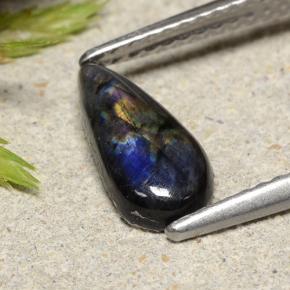 0.91 ct Multicolor Spectrolite Stone, Natural Spectrolite in Pear Cabochon Shape for Sale
