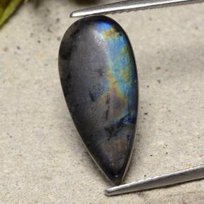4.16 ct Multicolor Spectrolite Gemstone, Spectrolite Gem in Pear Cabochon Shape for Sale.