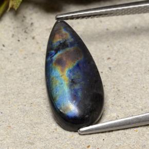 4.16 ct Multicolor Spectrolite Stone, Natural Spectrolite in Pear Cabochon Shape for Sale