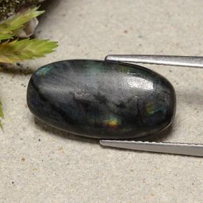 5.01 ct Multicolor Spectrolite Stone, Natural Spectrolite in Oval Cabochon Shape for Sale