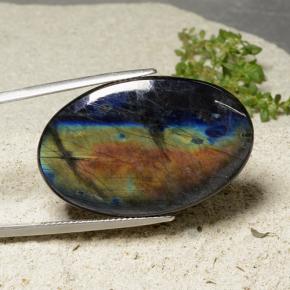27.41 ct Multicolor Spectrolite Stone, Natural Spectrolite in Oval Cabochon Shape for Sale